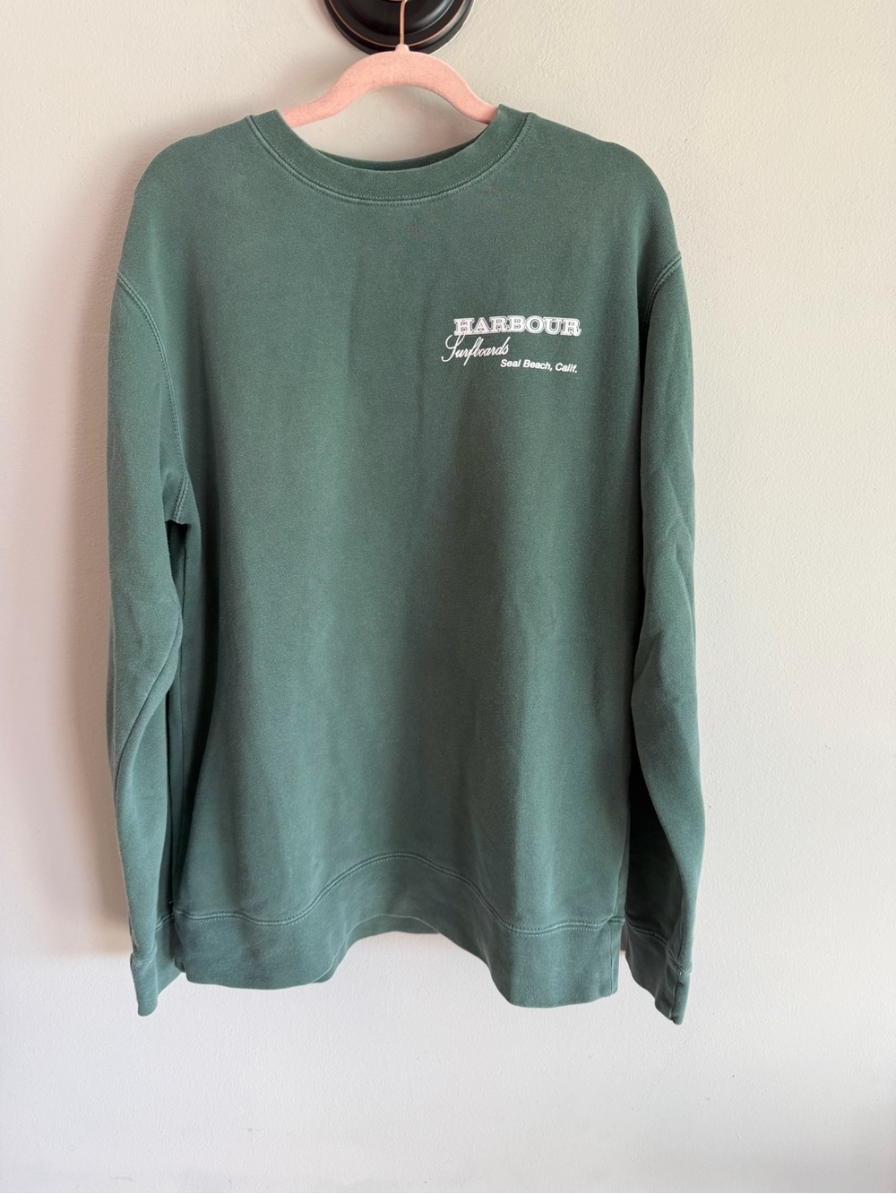Harbour Surfboards Sweatshirt Mens Medium Independent Trading Green Pigment Dye